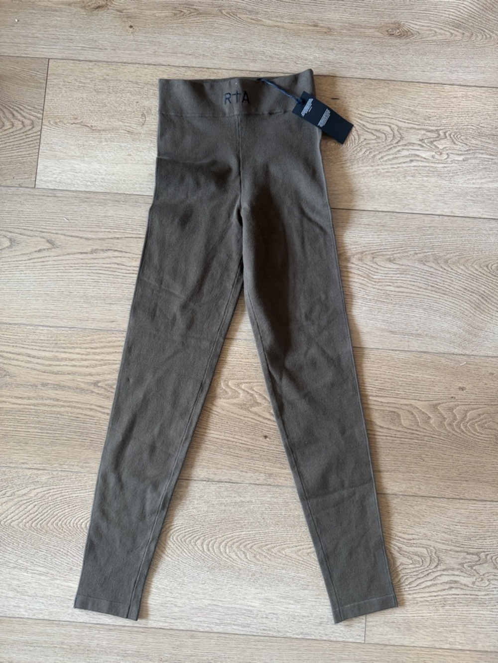 RtA Olive Green High-Waist Knit Leggings